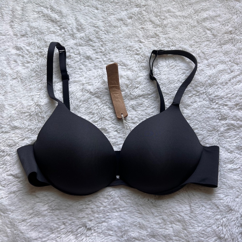 SKIMS Womens Ultimate Push Up Plunge Bra Onyx Black BA-PLG-9214 Size 32B NEW